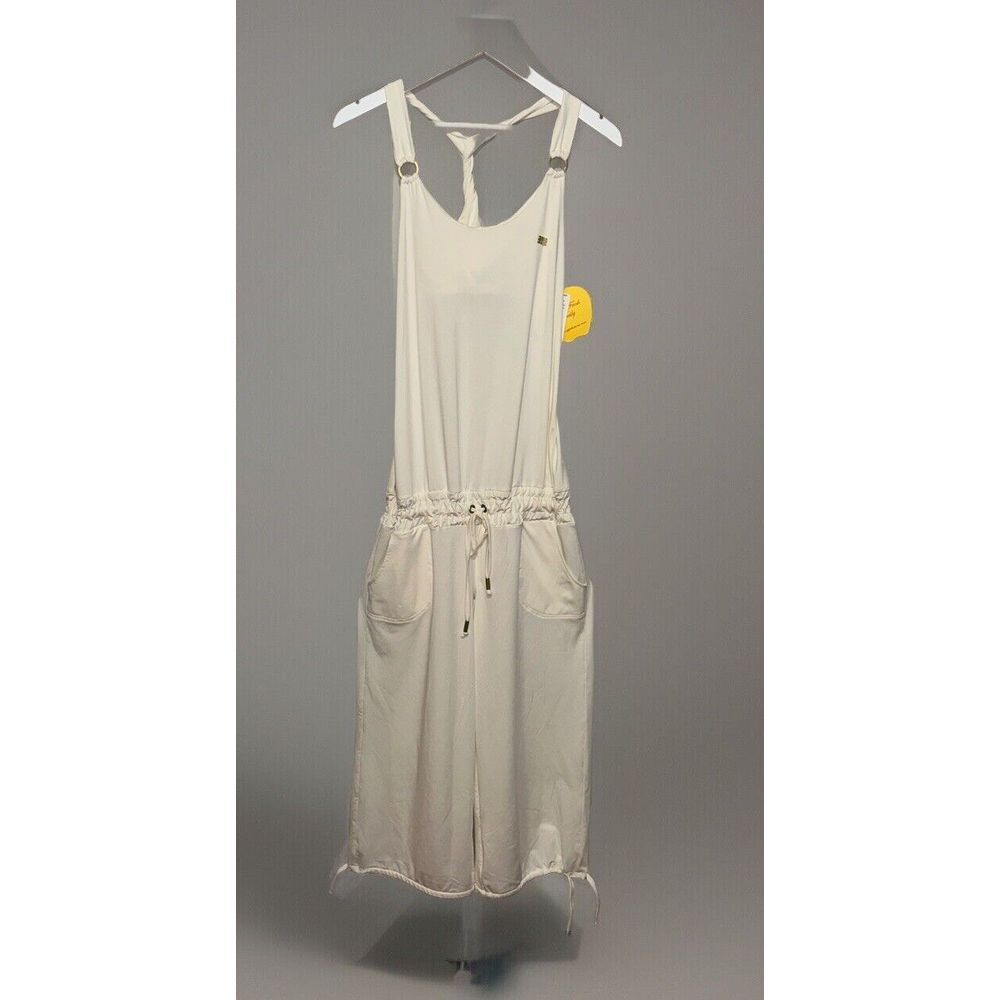 Vintage Y2K Apple Bottoms White T-Back Tank Flowy Jumpsuit Pocket  Romper Size M